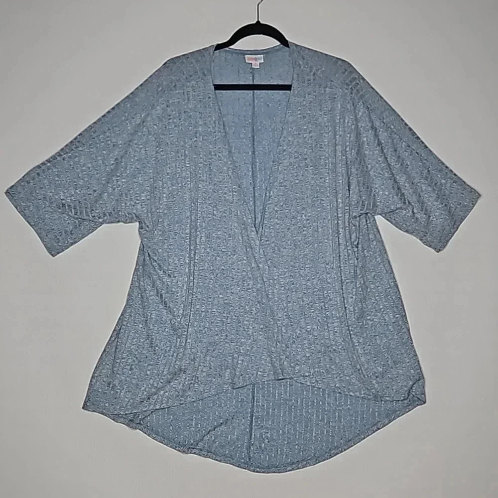 LuLaRoe Lindsay Kimono Ribbed Heathered Blue Women's Size Small